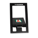 The Felix Foldable Phone Stand - A black foldable phone stand featuring a logo, designed for holding mobile devices securely.