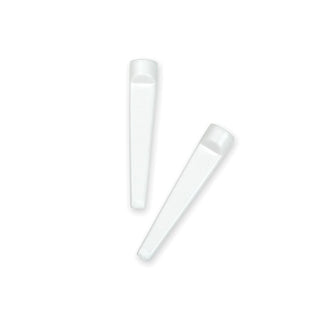 Wedge Tees - Two white golf tees with a wedge design, featuring a smooth finish and a rounded top.