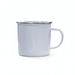 The Murray 500ml Mug - A drink bottle in white with a silver rim and a sturdy handle, featuring a logo.