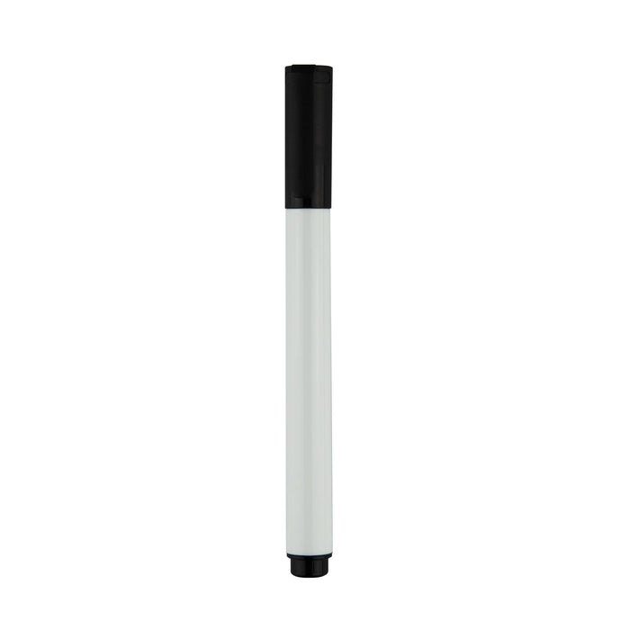 Bonack Whiteboard Marker - A whiteboard marker with a black cap and a cylindrical white barrel, featuring a logo on the body.