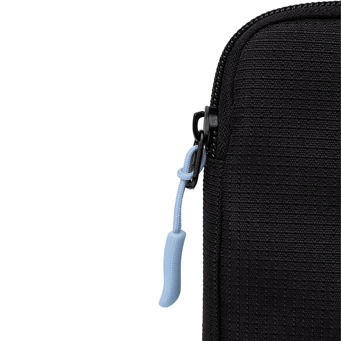 Wander & Roam Organiser Case - A black organiser case featuring a blue zipper pull and textured fabric, designed for miscellaneous bag storage.