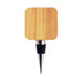 Bamboo Wine Stopper Opener - A bamboo wine stopper with a metallic base and a sleek design, featuring a square top.