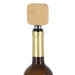 Bamboo Wine Stopper Opener - A drink bottle with a bamboo wine stopper opener, featuring a square top and metallic base.