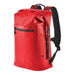 Cirrus Backpack 35 - A red backpack with a sleek design, featuring adjustable straps and a front zip pocket. It includes a logo.