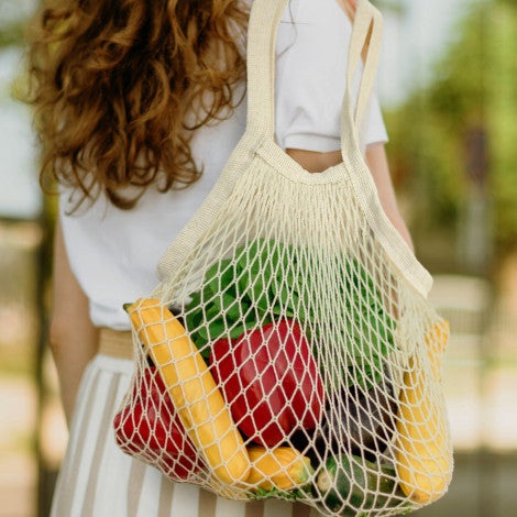 Cotton Mesh Foldaway Tote Bag