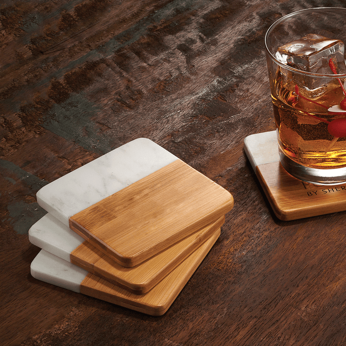 Marble and Bamboo Coaster