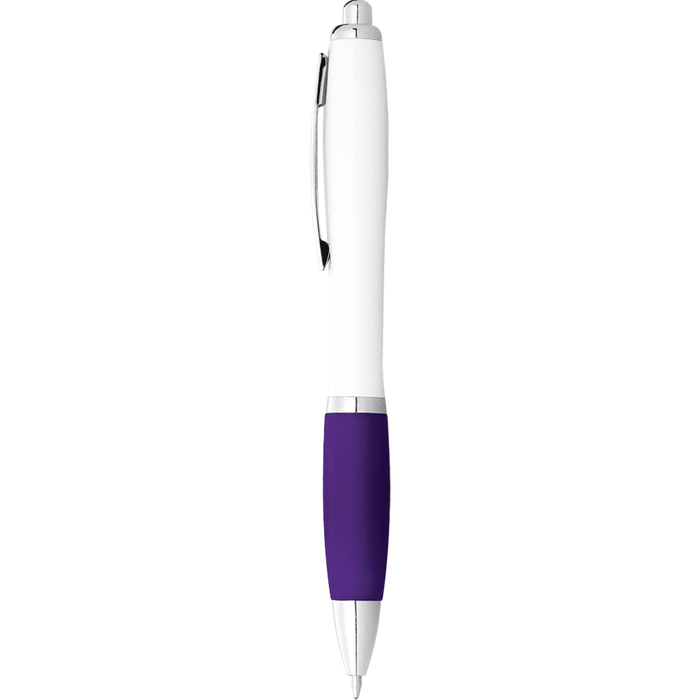 Nash Ballpoint Pen with White Barrel and Coloured Grip