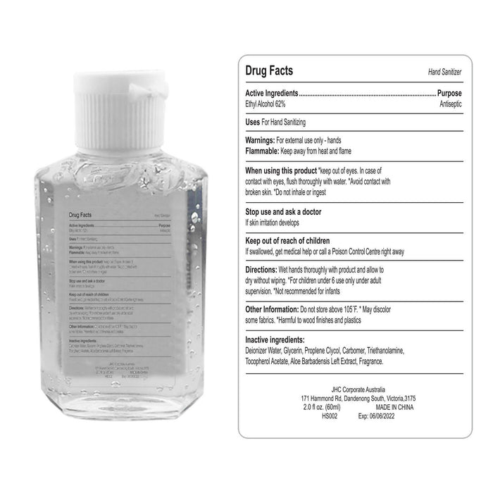 60ML HAND SANITISER GEL - 62% alcohol