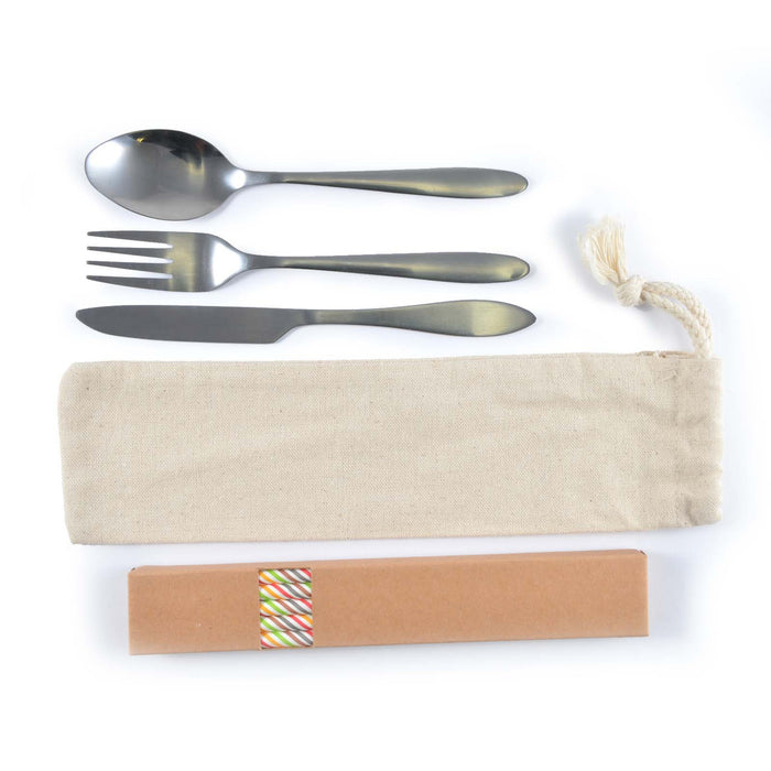 Banquet Cutlery Set & Straws In Calico Pouch