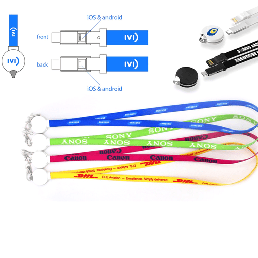 3-in-1 Polyester Charging Cable Lanyard